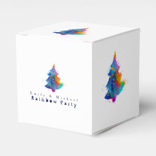 Moderne Regenboog Kerstboom Aangepaste Kleine Bedankdoosjes (Voorkant Zijde)