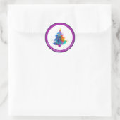 Moderne Regenboog Kerstboom  Maatwerk Ronde Sticker (Tas)