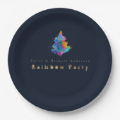 Moderne Regenboog Kerstboom Persoonlijke Feest N Papieren Bordje (Voorkant)