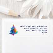 Moderne Regenboog Kerstboom Retouradres Etiket (Insitu)