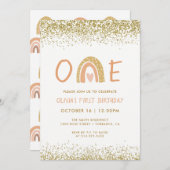 Moderne Regenboog Meisje Eerste Verjaardagsuitnodi Kaart (Voorkant / Achterkant)