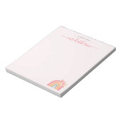 Moderne regenboog met een roze spoelroos met flora notitieblok (Linkerzijde)
