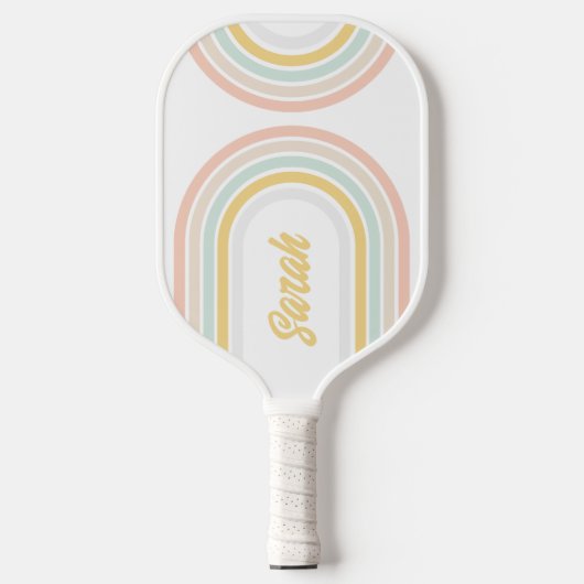 Moderne regenboog met persoonlijke naam pickleball paddle (Voorkant)