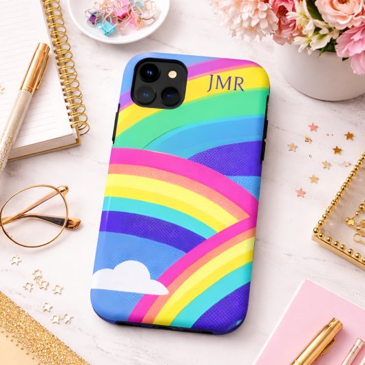 Moderne Regenboog Monogram Case-Mate iPhone Case