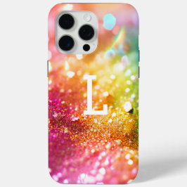 Moderne Regenboog Monogram Glitter iPhone 15 Pro Max Hoesje