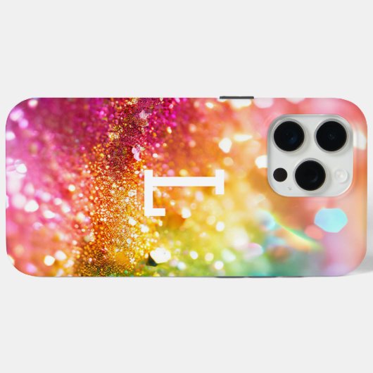 Moderne Regenboog Monogram Glitter Case-Mate iPhone Case (Achterkant (horizontaal))