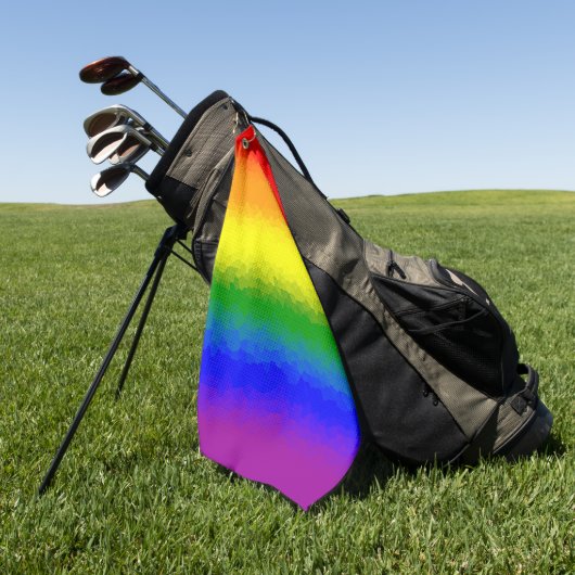 Moderne Regenboog Mozaïek Script Naam Golfhanddoek (Groen)