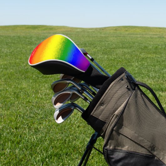 Moderne Regenboog Mozaïek Script Naam Golfheadcover (Insitu)