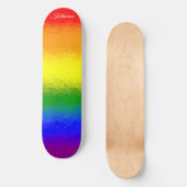 Moderne Regenboog Mozaïek Script Naam Persoonlijk Skateboard (Voorkant)