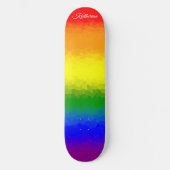 Moderne Regenboog Mozaïek Script Naam Persoonlijk Skateboard (Voorkant)