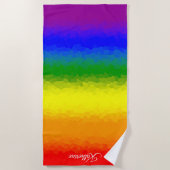 Moderne Regenboog Mozaïek Script Naam Strandlaken (Voorkant)
