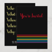 Moderne Regenboog op Zwarte U Bent Uitgenodigd Kaart (Voorkant / Achterkant)