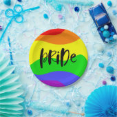 Moderne regenboog papieren bordje (Feest)