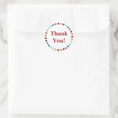 Moderne regenboog polka stippen dank u ronde sticker (Tas)