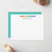 Moderne Regenboog Potlood Aangepaste Docenten Notitiekaartje (Voorkant / Achterkant in situ)