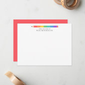 Moderne Regenboog Potlood Aangepaste Onderwijs- Notitiekaartje (Voorkant / Achterkant in situ)