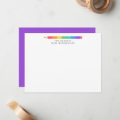 Moderne Regenboog Potlood Aangepaste Onderwijs- Notitiekaartje (Voorkant / Achterkant in situ)