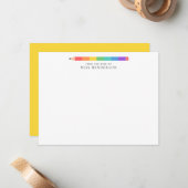 Moderne Regenboog Potlood Aangepaste Onderwijs- Notitiekaartje (Voorkant / Achterkant in situ)