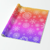 Moderne Regenboog Sneeuwvlokken Kerst Wrapping Pap Cadeaupapier (Uitgerold)
