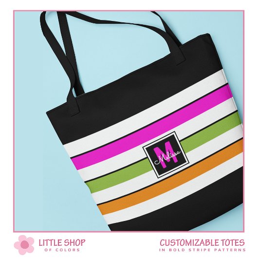Moderne Regenboog Strepen Monogram Tote Tas