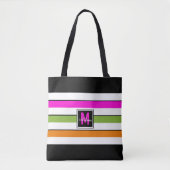 Moderne Regenboog Strepen Monogram Tote Tas (Voorkant)