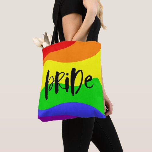 Moderne regenboog tote bag (Dichtbij)