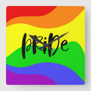 Moderne regenboog vierkante klok