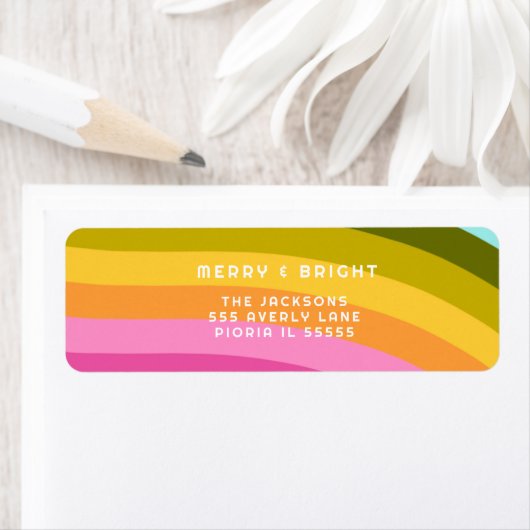 Moderne Regenboog Vrolijk en Helder Verticaal Etiket (Insitu)