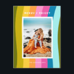 Moderne Regenboog Vrolijk en Helder Verticaal Feestdagenkaart<br><div class="desc">Vrolijk en helder modern Rainbow Christmas Design verticaal</div>