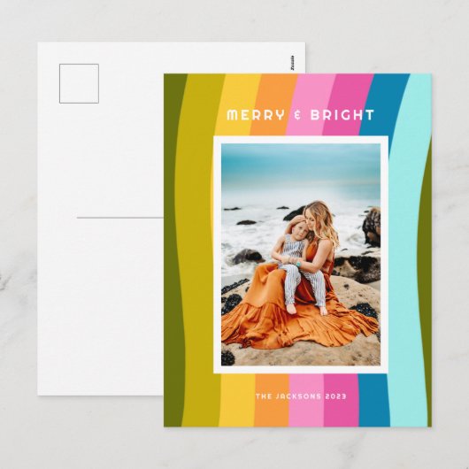 Moderne Regenboog Vrolijk en Helder Verticaal Feestdagenkaart (Voorkant / Achterkant)