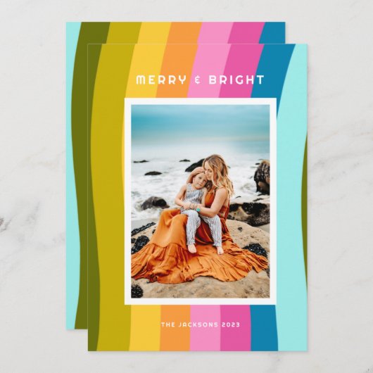 Moderne Regenboog Vrolijk en Helder Verticaal Feestdagenkaart (Voorkant / Achterkant)