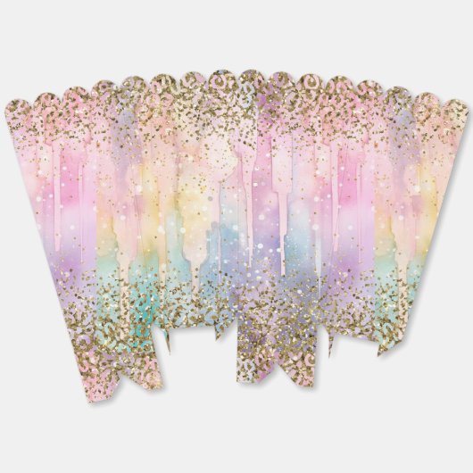 Moderne Regenboog Waterverf Chic Goud Glitter Bedankdoosjes (Ongevouwen)