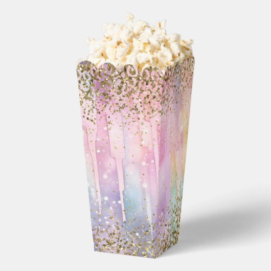 Moderne regenboog Waterverf chique gouden glitter Bedankdoosjes (Popped)