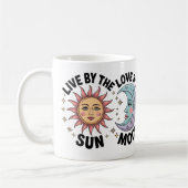 Moderne regenboog zon en maan koffiemok (Links)