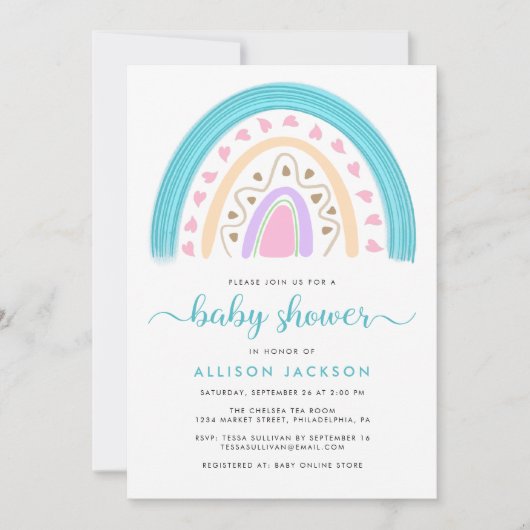 Moderne regenboogBaby shower Kaart (Voorkant)