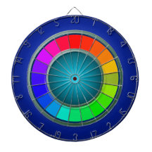 Moderne regenboogblauw dartboard-minimalisme