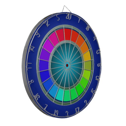Moderne regenboogblauw dartboard-minimalisme dartbord (Voorkant Links)