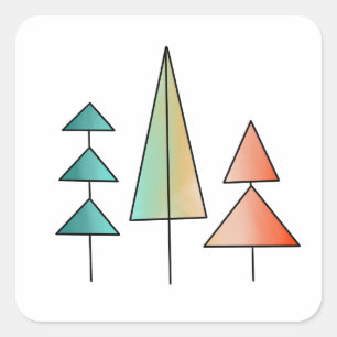 moderne regenboogbomen uit de middeleeuwse eeuw bl vierkante sticker