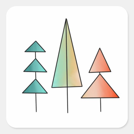 moderne regenboogbomen uit de middeleeuwse eeuw bl vierkante sticker (Voorkant)