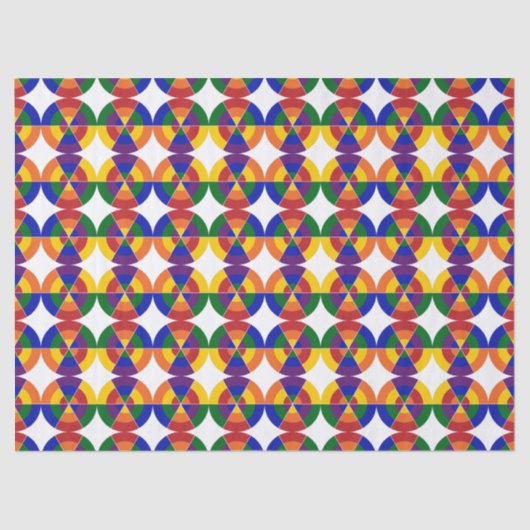 Moderne regenboogcirkel wit Star geometrisch patro Tissuepapier (Voorkant)