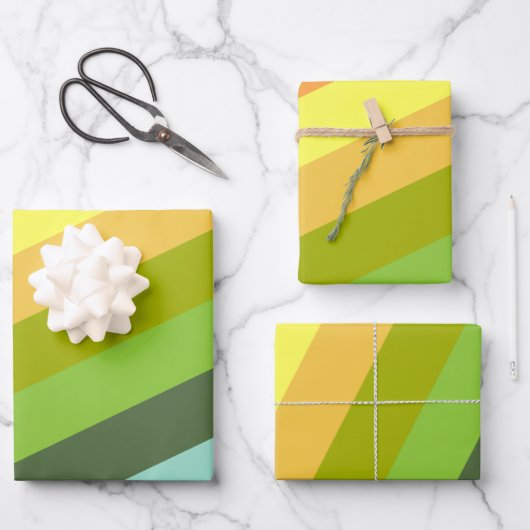 Moderne regenboogdiagonale strepen geometrisch pat inpakpapier vel (Voorkant)