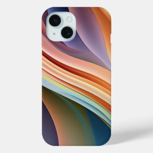 Moderne Regenbooggolf Abstracte Kunst iPhone 15 Case