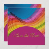 Moderne regenbooggolf bespaart de datum save the date (Voorkant / Achterkant)