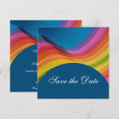 Moderne regenbooggolf bespaart de datum save the date (Voorkant / Achterkant)