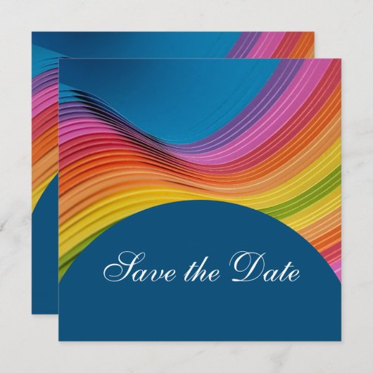 Moderne regenbooggolf bespaart de datum save the date (Voorkant / Achterkant)