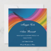 Moderne regenbooggolf bespaart de datum save the date (Achterkant)