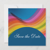 Moderne regenbooggolf bespaart de datum save the date (Voorkant)