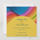 Moderne Regenbooggolf Save The Date (Achterkant)