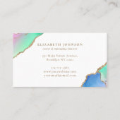 Moderne regenbooggoudglitter Agate Marble Visitekaartje (Achterkant)