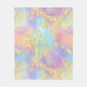 Moderne regenbooggradiënt en gouden marmeren patro fleece deken